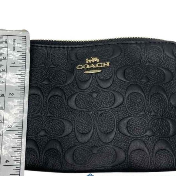 NWT Coach Corner Zip Wristlet In Signature Leather Gold/Black F67555 - Picture 3 of 5